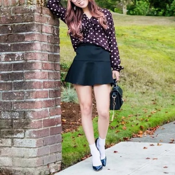 LOFT Burgundy Heart Printed Blouse - Picture 6 of 10